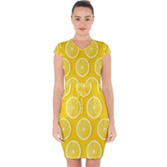 Lemon-fruits-slice-seamless-pattern Capsleeve Drawstring Dress  by nate14shop