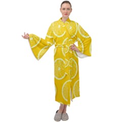 Lemon-fruits-slice-seamless-pattern Maxi Velour Kimono by nate14shop