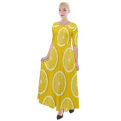 Lemon-fruits-slice-seamless-pattern Half Sleeves Maxi Dress by nate14shop