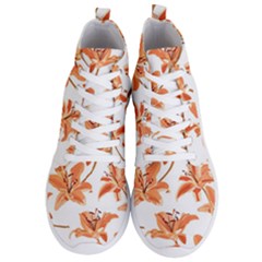Lily-flower-seamless-pattern-white-background Men s Lightweight High Top Sneakers by nate14shop