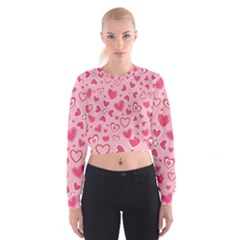 Scattered-love-cherry-blossom-background-seamless-pattern Cropped Sweatshirt by nate14shop