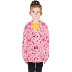 Scattered-love-cherry-blossom-background-seamless-pattern Kids  Double Breasted Button Coat by nate14shop