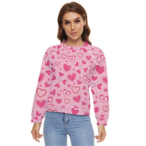 Scattered-love-cherry-blossom-background-seamless-pattern Women s Long Sleeve Raglan Tee by nate14shop