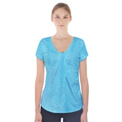 Seamless-pattern Short Sleeve Front Detail Top by nate14shop