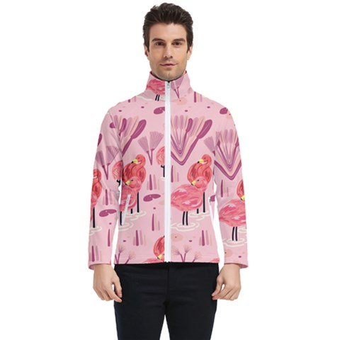 Seamless-pattern-with-flamingo Men s Bomber Jacket by nate14shop