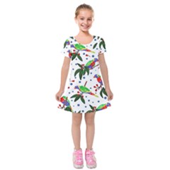 Seamless-pattern-with-parrot Kids  Short Sleeve Velvet Dress by nate14shop