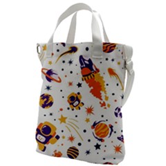 Seamless-pattern-with-spaceships-stars 005 Canvas Messenger Bag by nate14shop