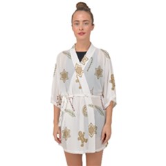 Hand-drawn-christmas-pattern Half Sleeve Chiffon Kimono