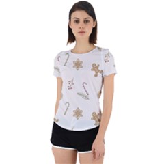 Hand-drawn-christmas-pattern Back Cut Out Sport Tee
