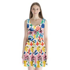 Popping Colors Split Back Mini Dress  by HWDesign