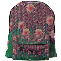 Floral Vines Over Lotus Pond In Meditative Tropical Style Giant Full Print Backpack by pepitasart