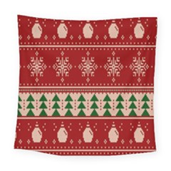 Knitted-christmas-pattern Square Tapestry (large)