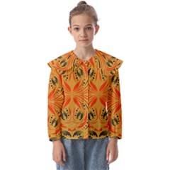 Folk Flowers Print Floral Pattern Ethnic Art Kids  Peter Pan Collar Blouse by Eskimos