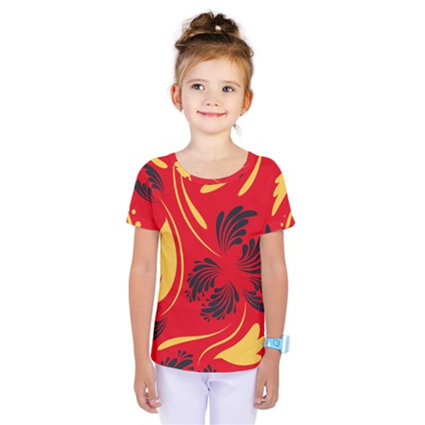 Folk Flowers Print Floral Pattern Ethnic Art Kids  One Piece Tee by Eskimos