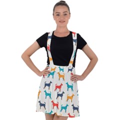 Animal-seamless-vector-pattern-of-dog-kannaa Velvet Suspender Skater Skirt by nate14shop