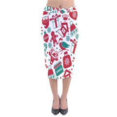 Chrismas Pattern Velvet Midi Pencil Skirt by nate14shop