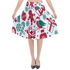 Chrismas Pattern Flared Midi Skirt by nate14shop