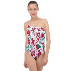 Chrismas Pattern Classic One Shoulder Swimsuit by nate14shop