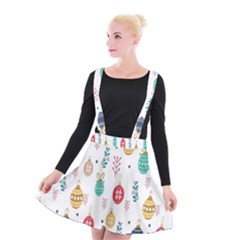 Seamless-pattern-cute-christmas-balls-shariki-igrushki-rozhd Suspender Skater Skirt by nate14shop