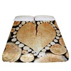 Wooden Heart Fitted Sheet (california King Size) by nate14shop