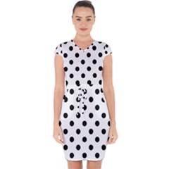 Black-and-white-polka-dot-pattern-background-free-vector Capsleeve Drawstring Dress  by nate14shop