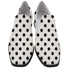 Black-and-white-polka-dot-pattern-background-free-vector Women Slip On Heel Loafers by nate14shop