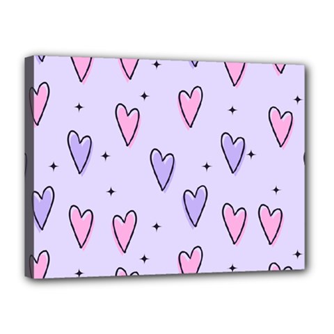 Heart-purple-pink-love Canvas 16  X 12  (stretched) by nate14shop