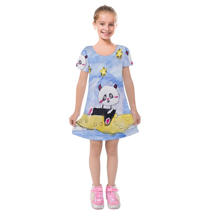 Panda Kids  Short Sleeve Velvet Dress