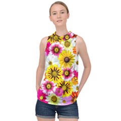 Blossoms High Neck Satin Top