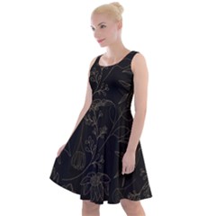 Elegant And Simple Monoline Floral Knee Length Skater Dress by HWDesign