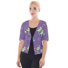 Background-butterfly Purple Cropped Button Cardigan by nate14shop