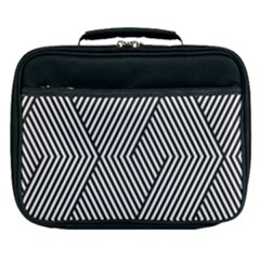Vector-geometric-lines-pattern-simple-monochrome-texture-with-diagonal-stripes-lines-chevron-zigzag- Lunch Bag by nate14shop
