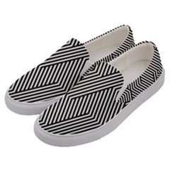 Vector-geometric-lines-pattern-simple-monochrome-texture-with-diagonal-stripes-lines-chevron-zigzag- Men s Canvas Slip Ons by nate14shop