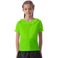 Grass-green-color-solid-background Kids  Frill Chiffon Blouse by nate14shop
