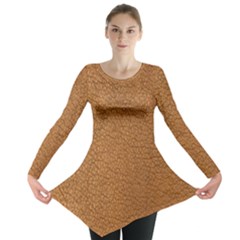 Leather Brown  Long Sleeve Tunic  by artworkshop