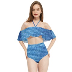 Jeans Blue  Halter Flowy Bikini Set  by artworkshop