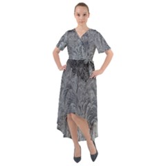 Ice Frost Crystals Front Wrap High Low Dress by artworkshop