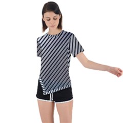 Metallic Asymmetrical Short Sleeve Sports Tee by nate14shop