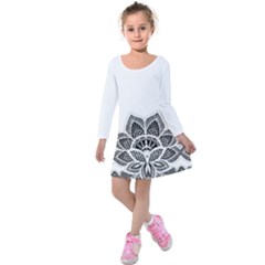 Im Fourth Dimension Black White Kids  Long Sleeve Velvet Dress