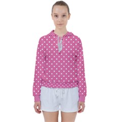 Polkadots-pink-white Women s Tie Up Sweat by nate14shop