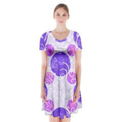 Art-polka Short Sleeve V-neck Flare Dress by nate14shop