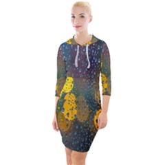  Raindrops Window Glass Quarter Sleeve Hood Bodycon Dress by artworkshop