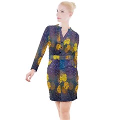  Raindrops Window Glass Button Long Sleeve Dress by artworkshop