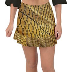 Chain Link Fence Sunset Wire Steel Fence Fishtail Mini Chiffon Skirt by artworkshop