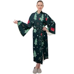 Christmas Pattern Design  Maxi Velour Kimono