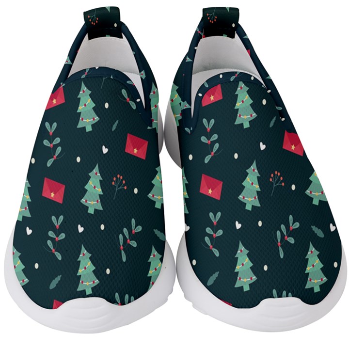 Christmas Pattern Design  Kids  Slip On Sneakers