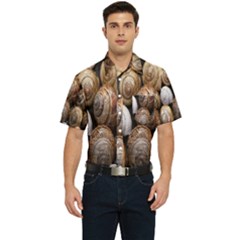 Snail Shells Pattern Arianta Arbustorum Men s Short Sleeve Pocket Shirt  by artworkshop