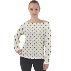 Polka 01 Off Shoulder Long Sleeve Velour Top by nate14shop