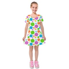 Polka-dot-callor Kids  Short Sleeve Velvet Dress by nate14shop