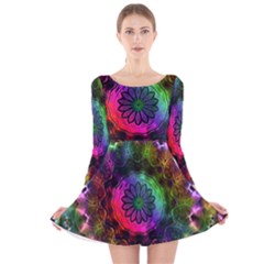 Pride Mandala Long Sleeve Velvet Skater Dress by MRNStudios